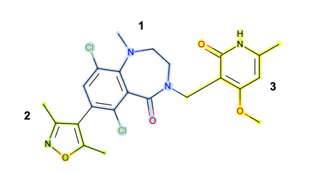EZH2 inhibitor design, with no part of the molecule selected to keep. Fragments are automatically identified for bioisosteric replacement both individually and simultaneously.