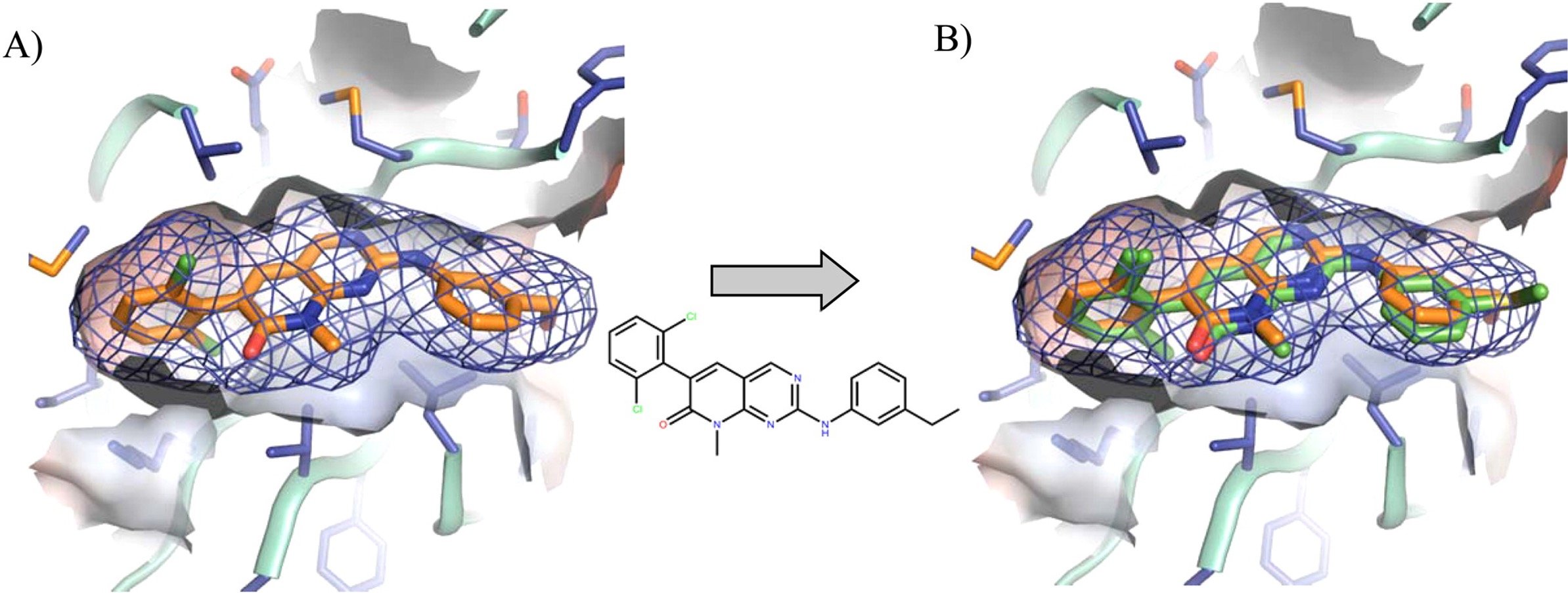 POSIT uses shape overlap and chemical similarity to predict the suitability of the pose.