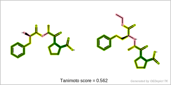 Depiction of 2D molecule similarity.