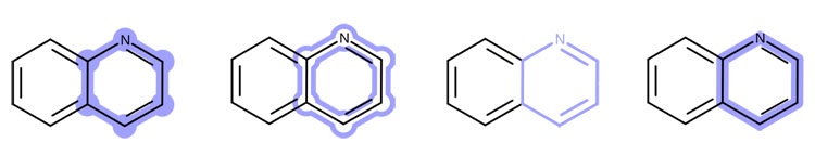 Example of highlighting styles available in OEDepict.